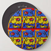 Afbeelding met vis moderne kunst ronde button 6,0 cm (Voorkant /achterkant)