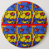 Afbeelding met vis moderne kunst ronde button 6,0 cm (Voorkant)