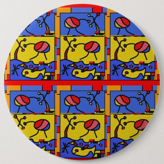 Afbeelding met vis moderne kunst ronde button 6,0 cm (Voorkant)