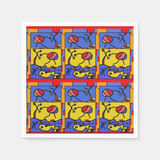 Afbeelding met vis moderne kunst servet (Voorkant)