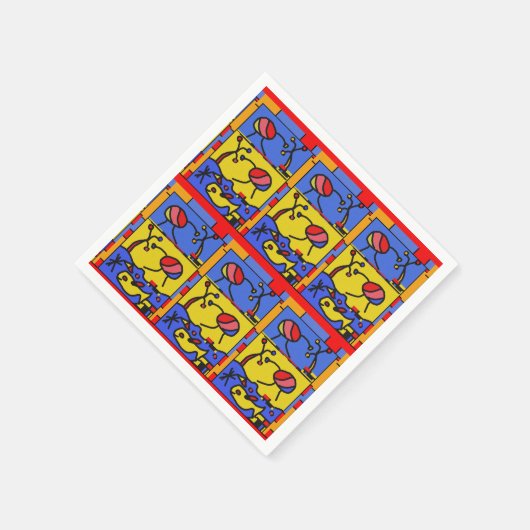 Afbeelding met vis moderne kunst servet (Hoek)