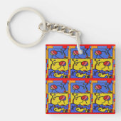 Afbeelding met vis moderne kunst sleutelhanger (voorkant)