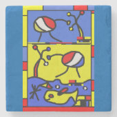 Afbeelding met vis moderne kunst stenen onderzetter (Voorkant)