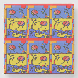 Afbeelding met vis moderne kunst stenen onderzetter