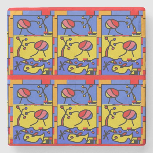 Afbeelding met vis moderne kunst stenen onderzetter (Voorkant)