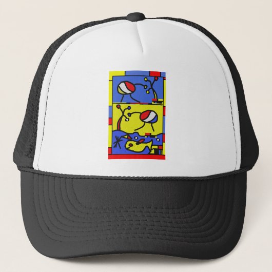 Afbeelding met vis moderne kunst trucker pet (Voorkant)