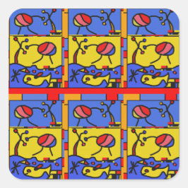 Afbeelding met vis moderne kunst vierkante sticker