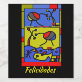 Afbeelding met vis moderne kunst wijn etiket (Enkel label)