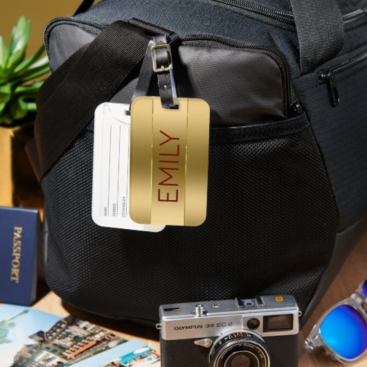 Afbeelding Metallic Gold Background Bagagelabel (Voorkant & Achterkant)