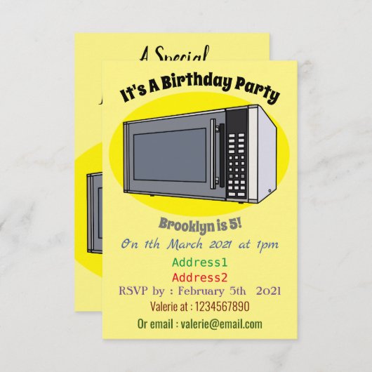 Afbeelding microgolf cartoon kaart (Voorkant / Achterkant)