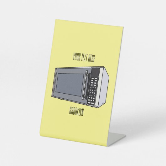 Afbeelding microgolf cartoon reclamebord met voetstuk (Voorkant)