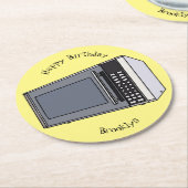 Afbeelding microgolf cartoon ronde kartonnen onderzetter (Gebogen)