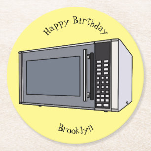 Afbeelding microgolf cartoon ronde kartonnen onderzetter