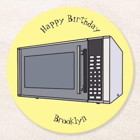 Afbeelding microgolf cartoon ronde kartonnen onderzetter (Voorkant)
