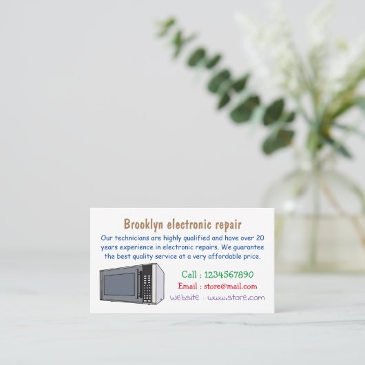 Afbeelding microgolf cartoon visitekaartje (Staand voorkant)