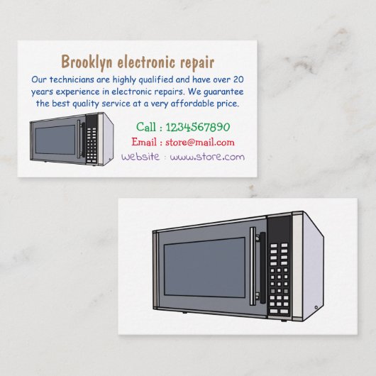 Afbeelding microgolf cartoon visitekaartje (Voorkant / Achterkant)