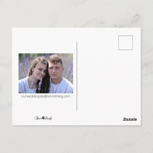 Afbeelding minimalistisch script opslaan Datum Briefkaart (Achterkant)