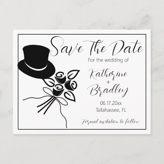 Afbeelding minimalistisch script opslaan Datum Briefkaart (Voorkant)