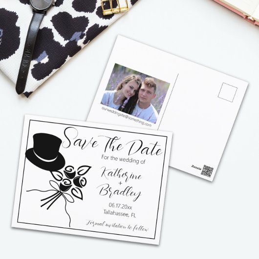 Afbeelding minimalistisch script opslaan Datum Briefkaart