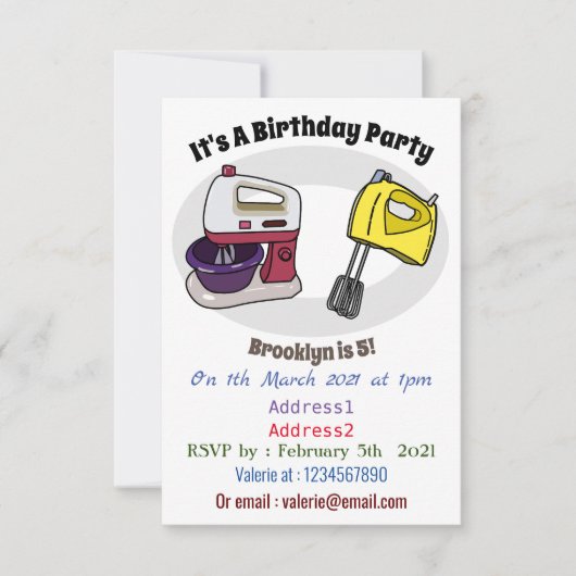 Afbeelding mixer cartoon kaart (Voorkant)