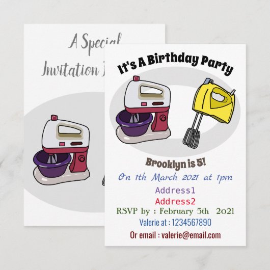 Afbeelding mixer cartoon kaart (Voorkant / Achterkant)