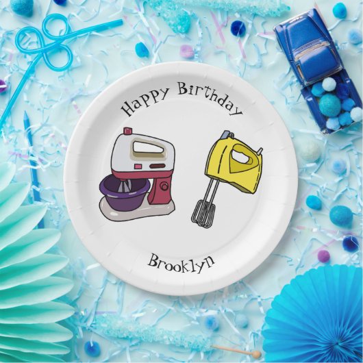 Afbeelding mixer cartoon papieren bordje (Feest)
