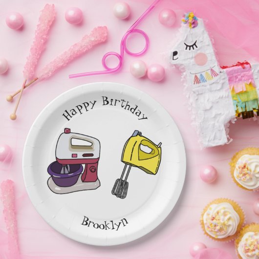 Afbeelding mixer cartoon papieren bordje (Feest)