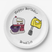 Afbeelding mixer cartoon papieren bordje (Voorkant)