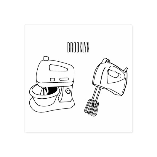 Afbeelding mixer cartoon rubberstempel (Afrduk)