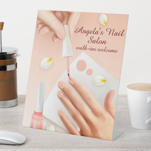 Afbeelding Nail Salon Winkelhandjes personaliseren Reclamebord Met Voetstuk (Insitu)