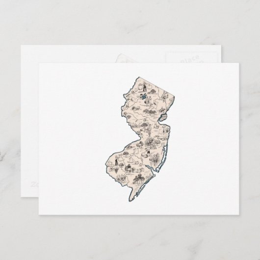 Afbeelding New Jersey - Antiek overzicht Briefkaart (Voorkant / Achterkant)