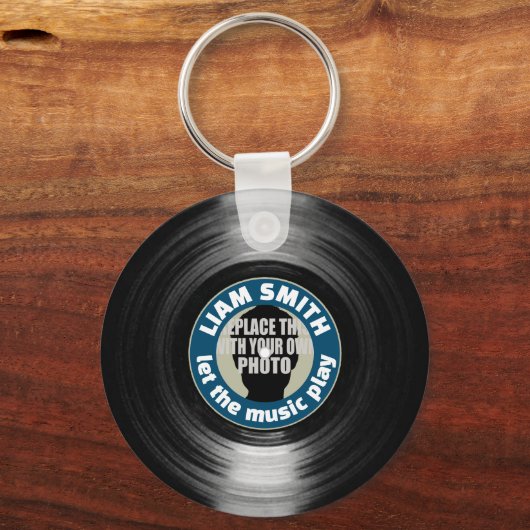 Afbeelding- of fotovinylrecord sleutelhanger (Voorkant)