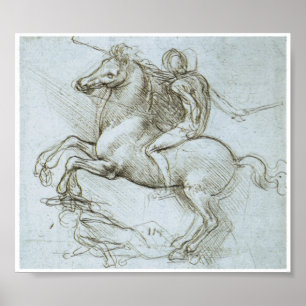 Afbeelding op Horseback, Leonardo Da Vinci Poster