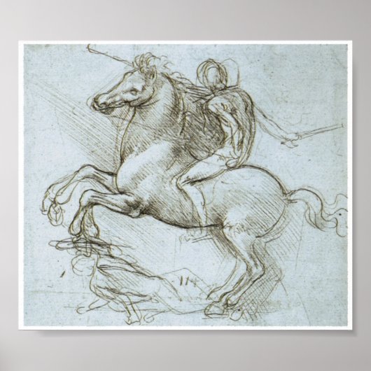 Afbeelding op Horseback, Leonardo Da Vinci Poster (Voorkant)