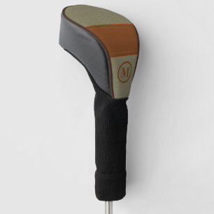Afbeelding op maat van bruin en groen leder golfheadcover