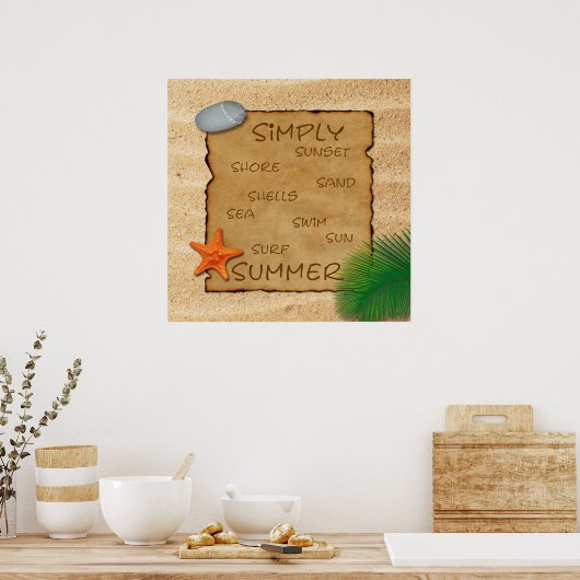 Afbeelding op zand-achtergrond - Poster afdrukken (Keuken)