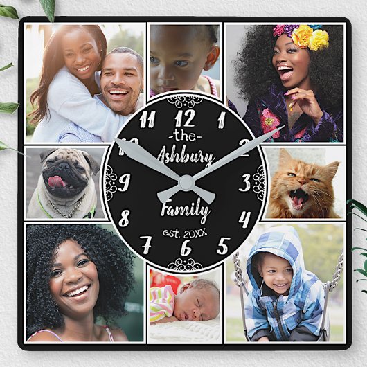 Afbeelding ovaal naam B Vierkante Klok