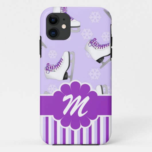 Afbeelding Paars en wit aangepast monogram schaats Case-Mate iPhone Case (Achterkant)