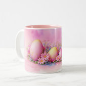 afbeelding paaseieren gemaakt in waterverf stijl tweekleurige koffiemok (Voorkant links)