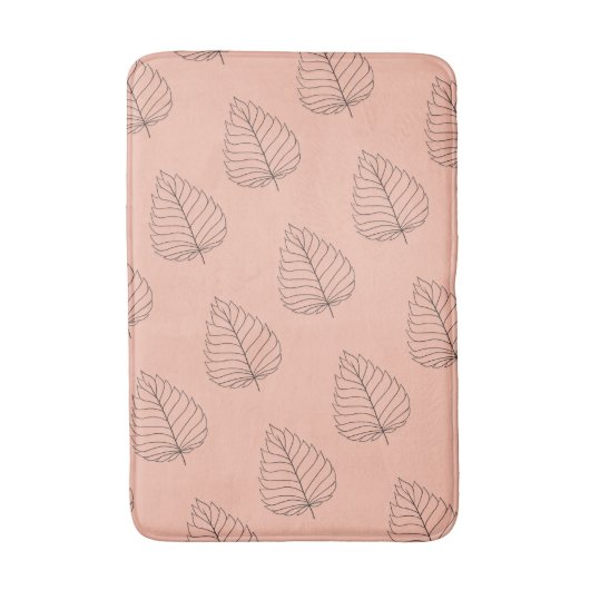 Afbeelding peach met zwart lefpatroon badmat (Voorkant Verticaal)