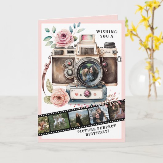 Afbeelding Perfect |  camera verjaardagsfoto Kaart (Gele Bloem)