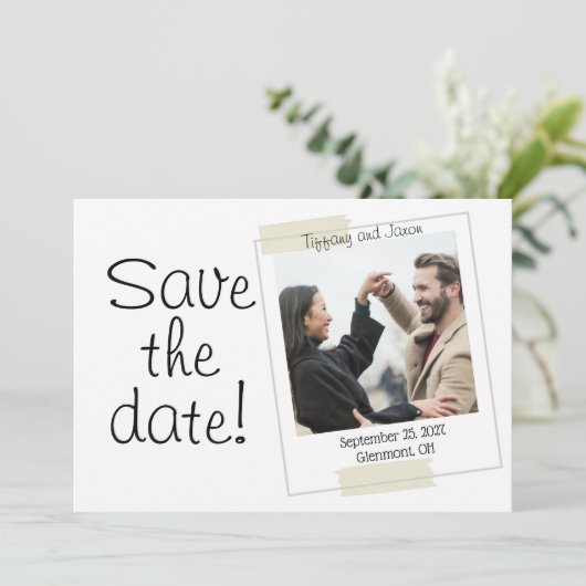 Afbeelding Perfect Fotostijl Bewaar de datum Kaart (Staand voorkant)