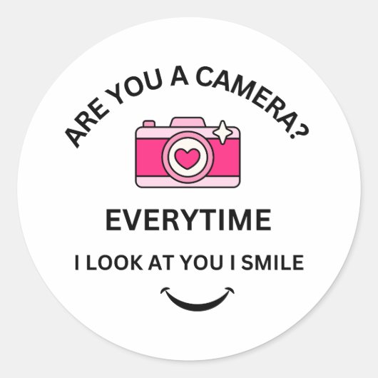 Afbeelding Perfect Love Pink Camera Valentijns Ronde Sticker (Voorkant)