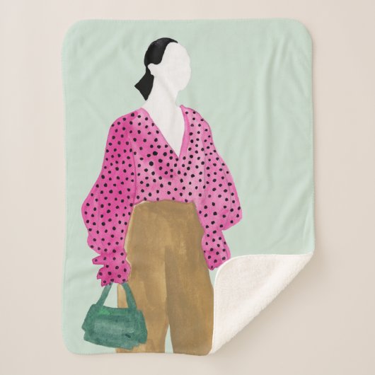 Afbeelding permanente Mode - Polka Dot Top Sherpa Deken (Voorkant)