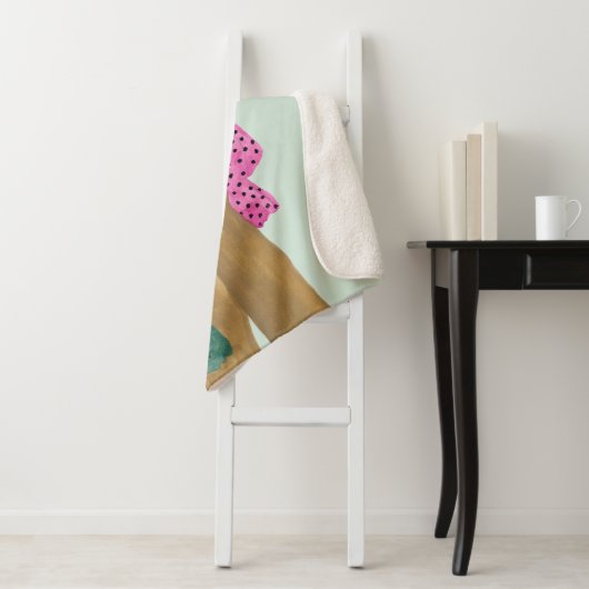 Afbeelding permanente Mode - Polka Dot Top Sherpa Deken (In situ)