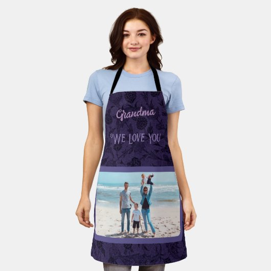 Afbeelding persoonlijke foto Tekst Grootma Gift Vi Schort (Gedragen)