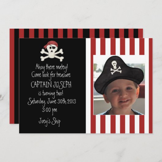 Afbeelding Pirate Birthday Uitnodiging (Voorkant / Achterkant)