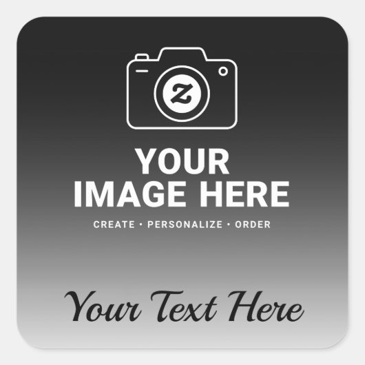 Afbeelding plus tekst vierkante sticker (Voorkant)