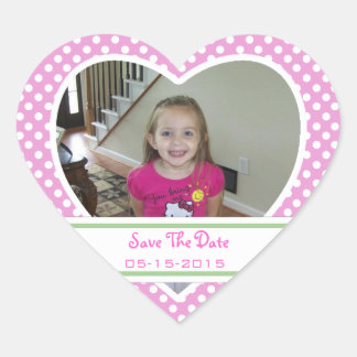 Afbeelding: Polka-dot Heart: Sla de datum Stickers