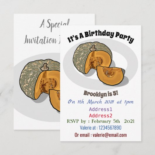 Afbeelding pompoencartoon kaart (Voorkant / Achterkant)